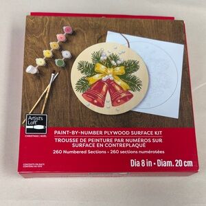 Artist’s Loft Christmas Red Bell Paint-by-Number Holiday Kit plywood board new